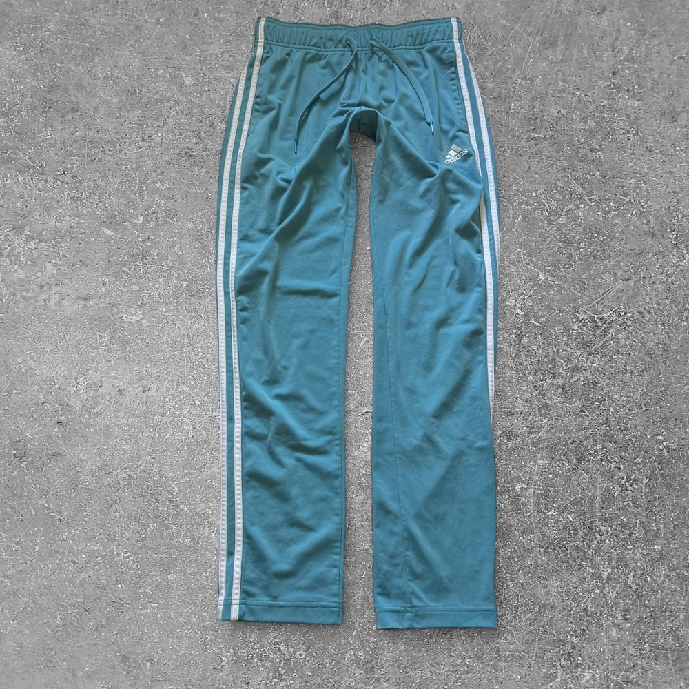 Adidas Womens Blue White Stripe Track Pants Athletic Retro Straight Leg Small
